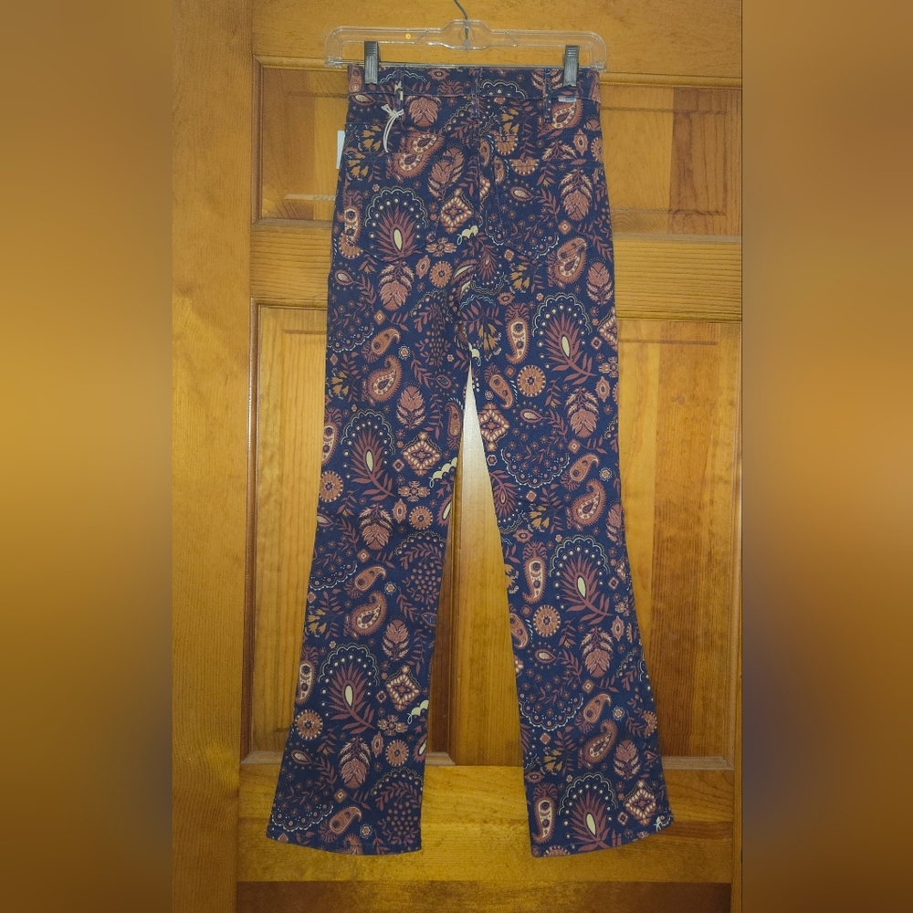 NWT MOTHER Hustler Flood Jeans in Henna Happiness Size 25 Paisley 70's Style - Picture 3 of 15